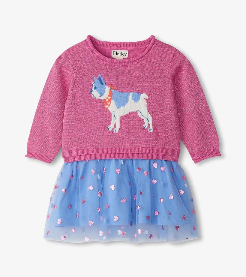 Baby &amp; Toddler Baby &amp; Toddler Girls French Bulldogs Drop Waist Sweater Dress | Hatley Sweaters