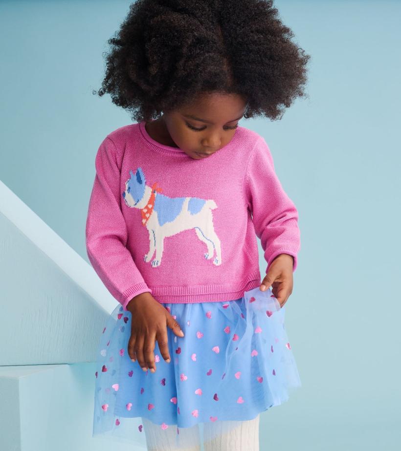 Baby &amp; Toddler Baby &amp; Toddler Girls French Bulldogs Drop Waist Sweater Dress | Hatley Sweaters
