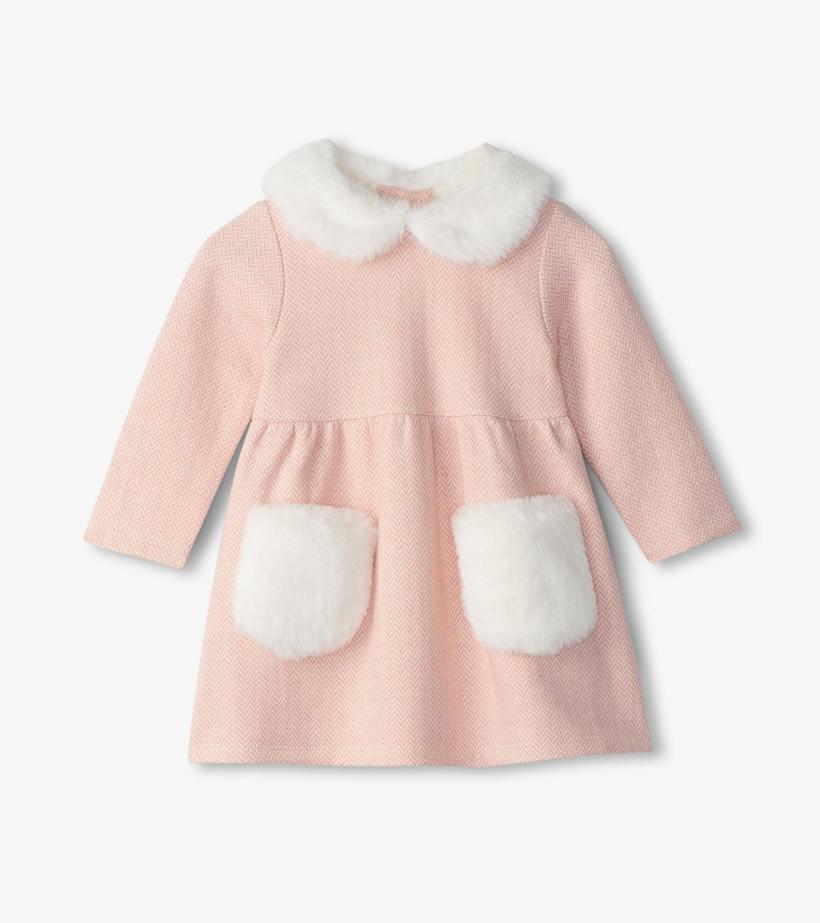 Baby &amp; Toddler Baby &amp; Toddler Girls Rose Elegance Herringbone Fur Trim Dress | Hatley Dresses
