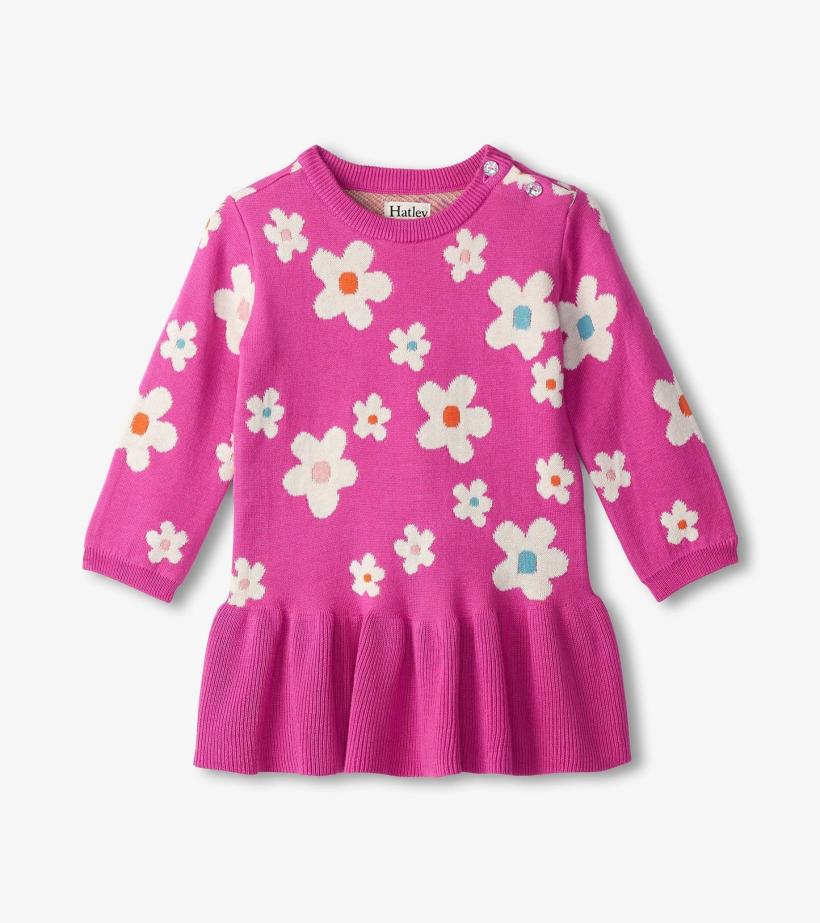 Baby &amp; Toddler Baby &amp; Toddler Girls White Flowers Sweater Dress | Hatley Dresses