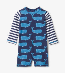 Baby &amp; Toddler Block Whales Baby One-Piece Rashguard | Hatley Swimwear