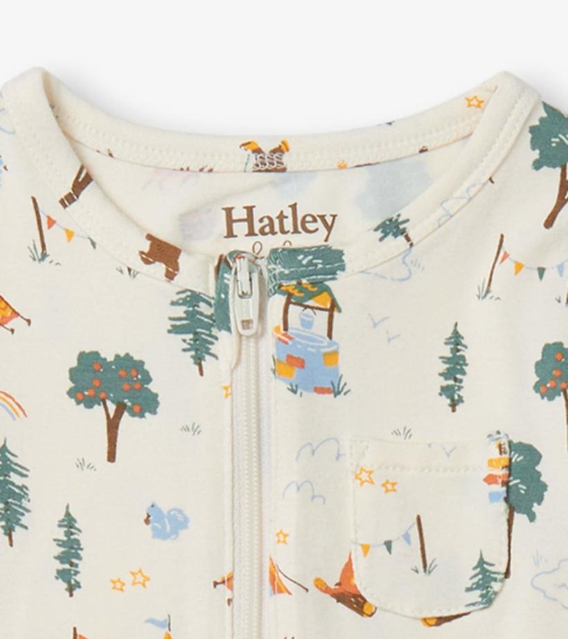 Baby &amp; Toddler Camping Animals Newborn Zip-Up Footed Sleeper | Hatley Sleepwear