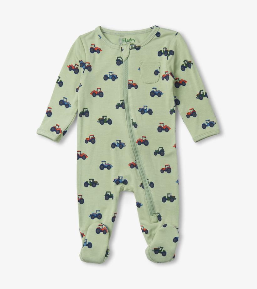 Baby &amp; Toddler Little Tractors Newborn Zip-Up Footed Sleeper | Hatley Sleepwear