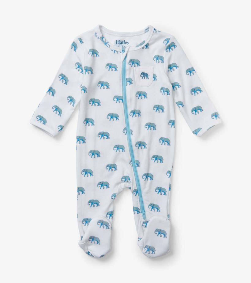 Baby &amp; Toddler Painted Elephants Baby Footed Sleeper | Hatley Sleepwear