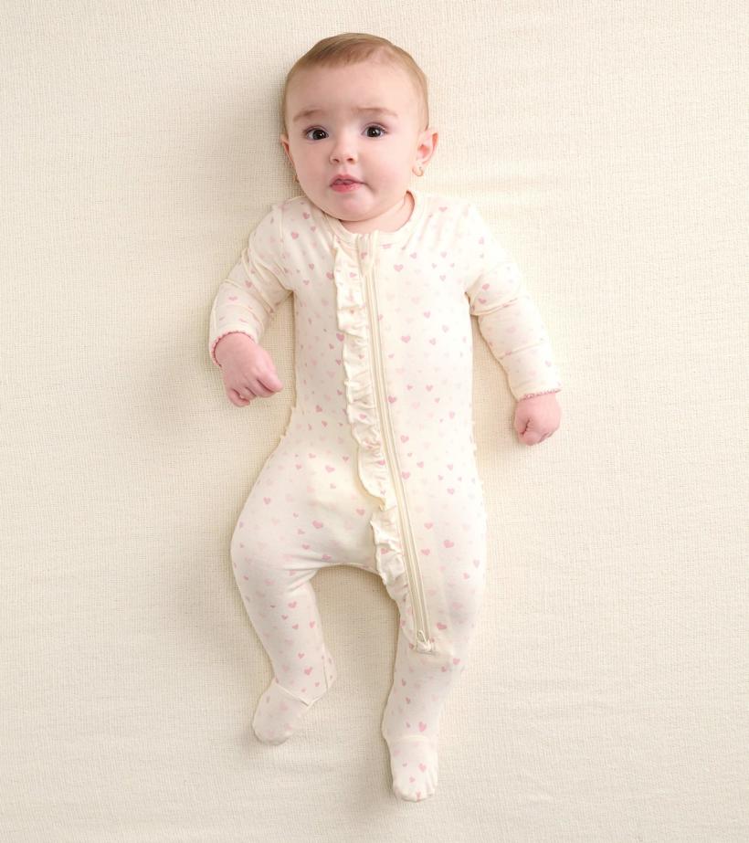 Baby &amp; Toddler Pretty Hearts Newborn Ruffle Footed Sleeper | Hatley Sleepwear