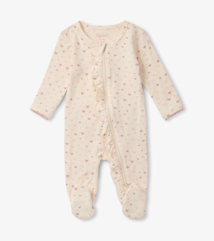 Baby &amp; Toddler Pretty Hearts Newborn Ruffle Footed Sleeper | Hatley Sleepwear