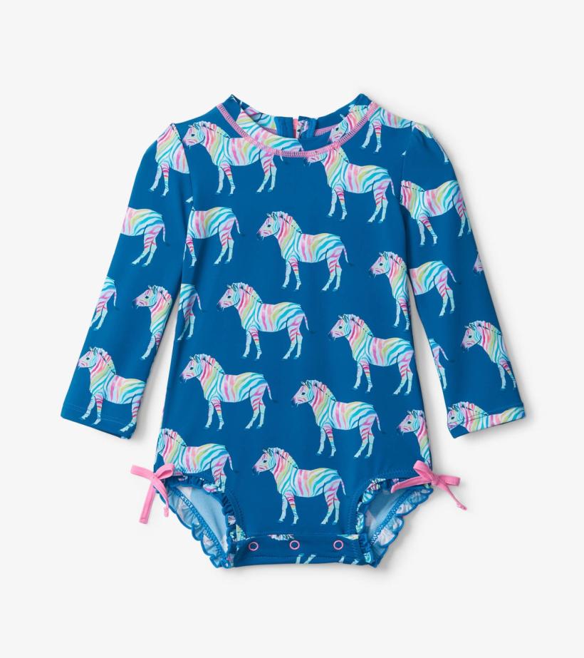 Baby &amp; Toddler Rainbow Zebra Baby Rashguard Swimsuit | Hatley Swimwear