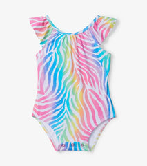 Baby &amp; Toddler Rainbow Zebra Baby Ruffle Swimsuit | Hatley Swimwear