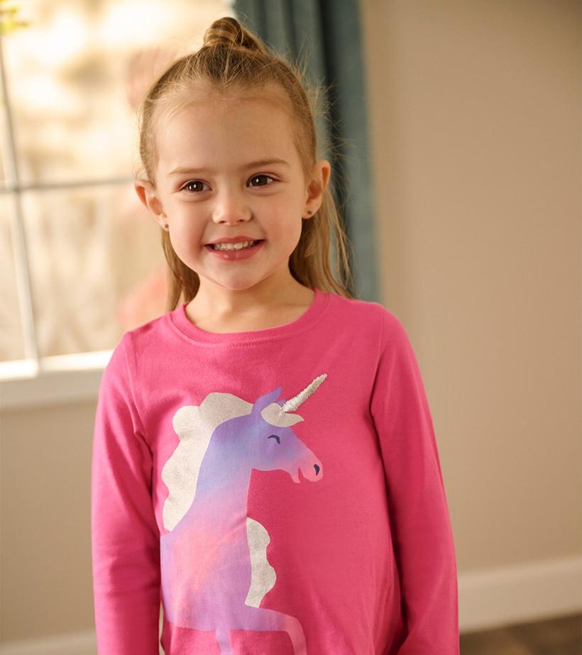 Baby &amp; Toddler Rasberry Unicorn Long Sleeve T-Shirt | Hatley Tops