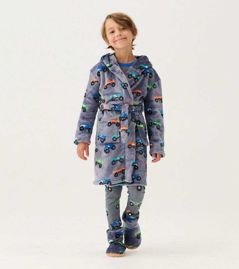 Boys Baby Boys Monster Trucks Fleece Robe | Hatley Sleepwear