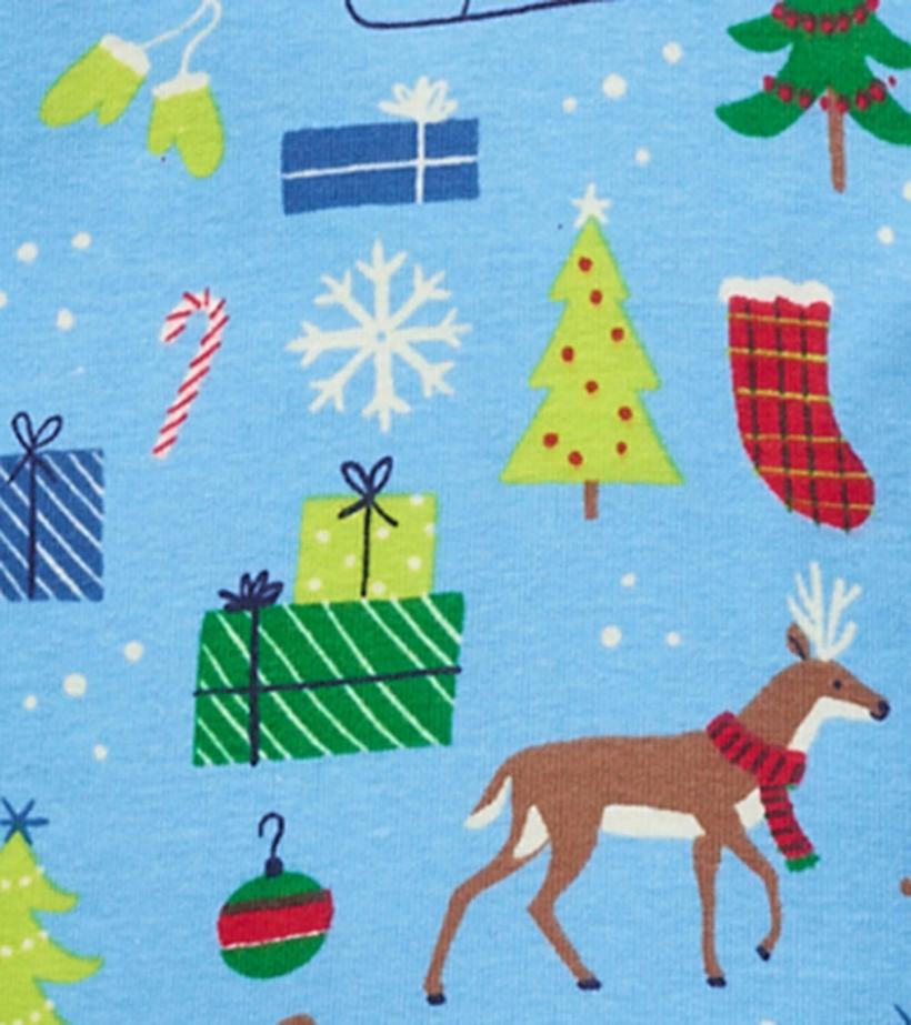 Boys Blue Christmas Raglan Organic Cotton Pajama Set | Hatley Sleepwear