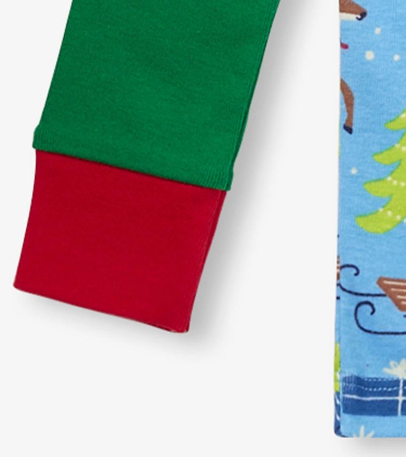 Boys Blue Christmas Raglan Organic Cotton Pajama Set | Hatley Sleepwear