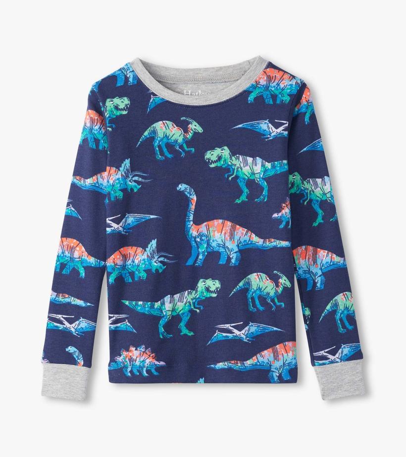 Boys Boys Blue Dinos Organic Cotton Pajama Set | Hatley Sleepwear