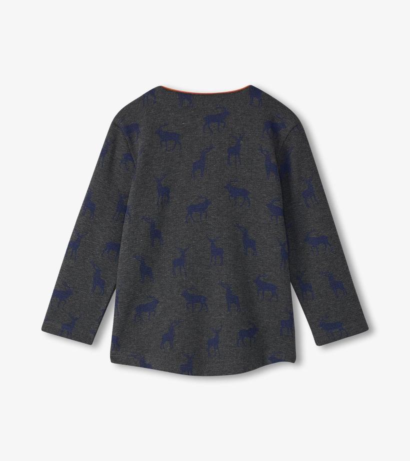 Boys Boys Blue Elks Long Sleeve Henley T-Shirt | Hatley Tops