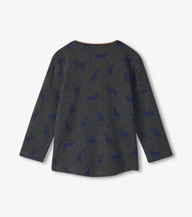 Boys Boys Blue Elks Long Sleeve Henley T-Shirt | Hatley Tops