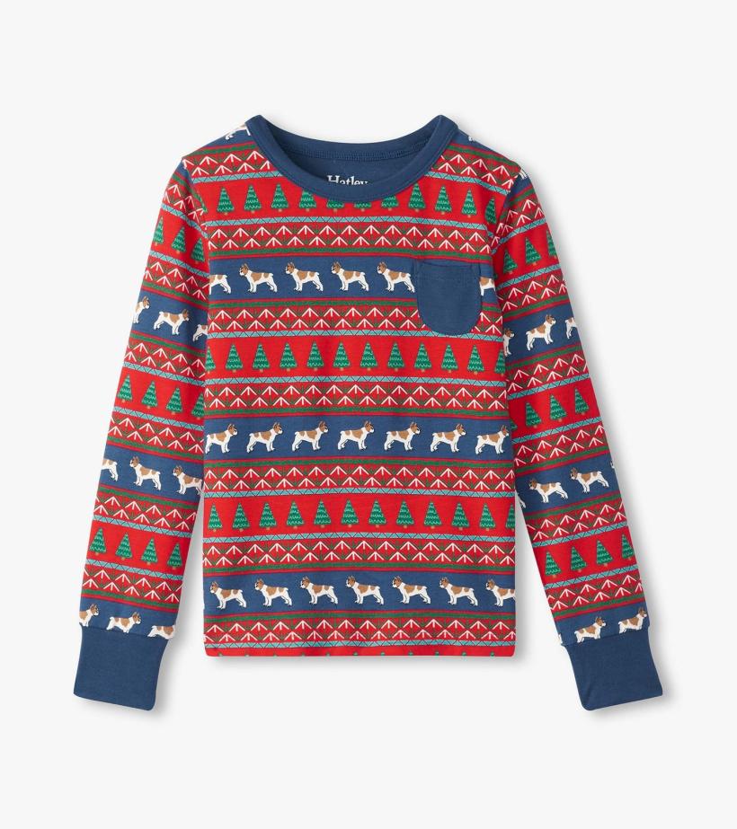 Boys Boys Bulldog Fair Isle Bamboo Pajama Set | Hatley Sleepwear