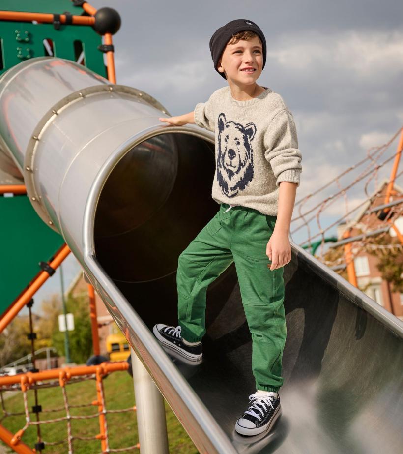 Boys Boys Charcoal Bear Crew Neck Sweater | Hatley Sweaters