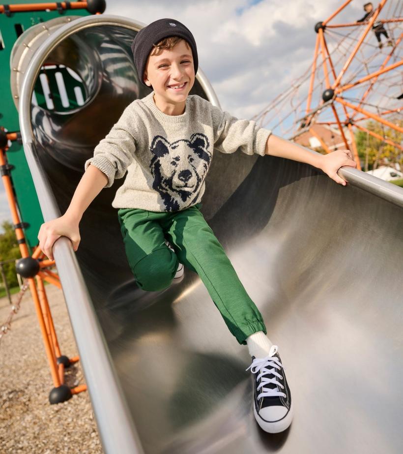 Boys Boys Charcoal Bear Crew Neck Sweater | Hatley Sweaters