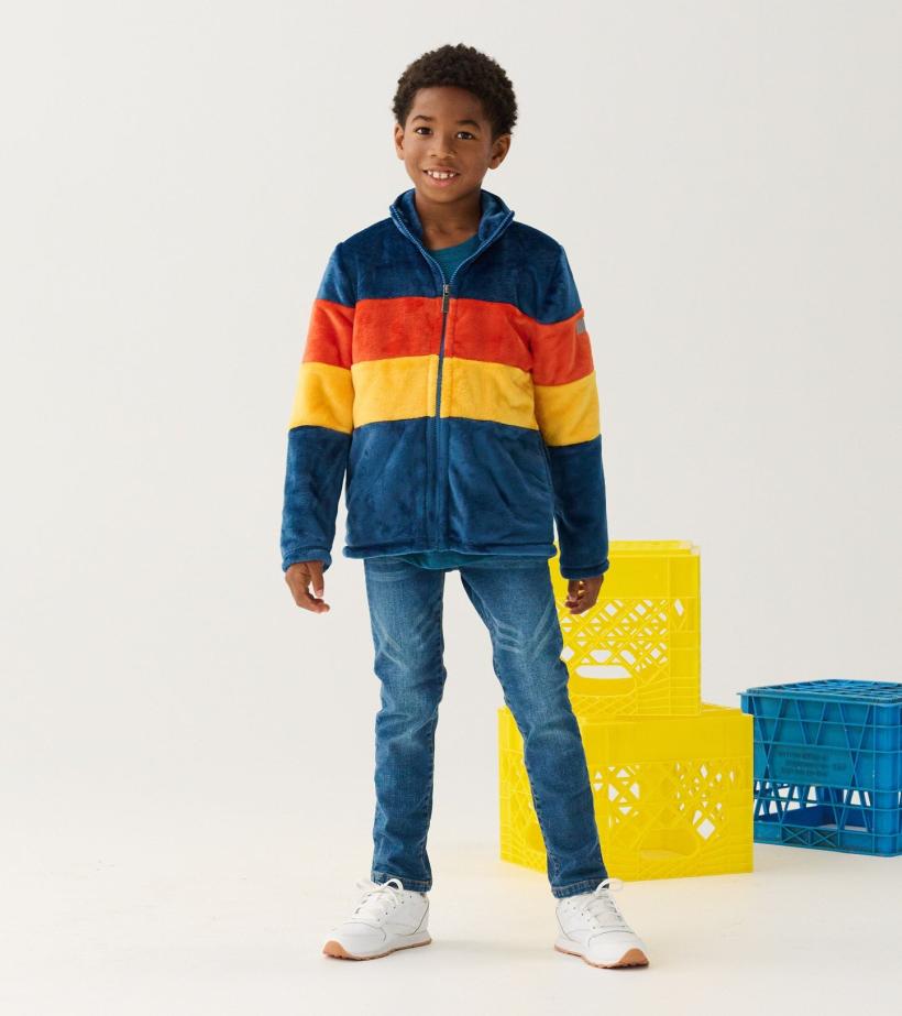 Boys Boys Colour Block Fuzzy Fleece Zip-Up Jacket | Hatley Sweaters