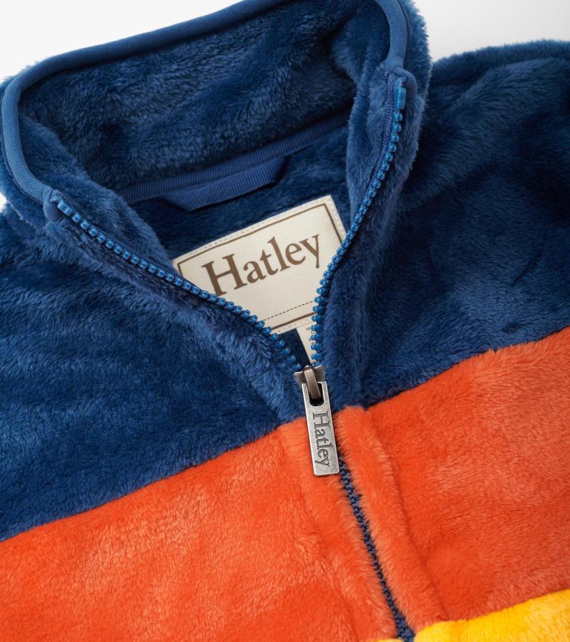 Boys Boys Colour Block Fuzzy Fleece Zip-Up Jacket | Hatley Sweaters