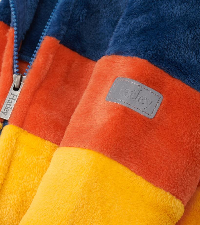 Boys Boys Colour Block Fuzzy Fleece Zip-Up Jacket | Hatley Sweaters