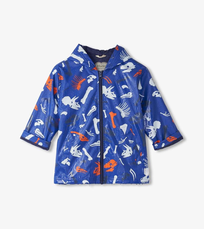 Boys Boys Dino Fossils Colour Changing Zip-Up Rain Jacket | Hatley Rainwear