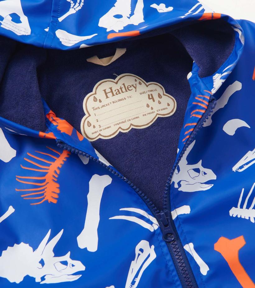 Boys Boys Dino Fossils Colour Changing Zip-Up Rain Jacket | Hatley Rainwear