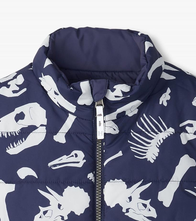 Boys Boys Dino Fossils Reversible Quilted Vest | Hatley Tops