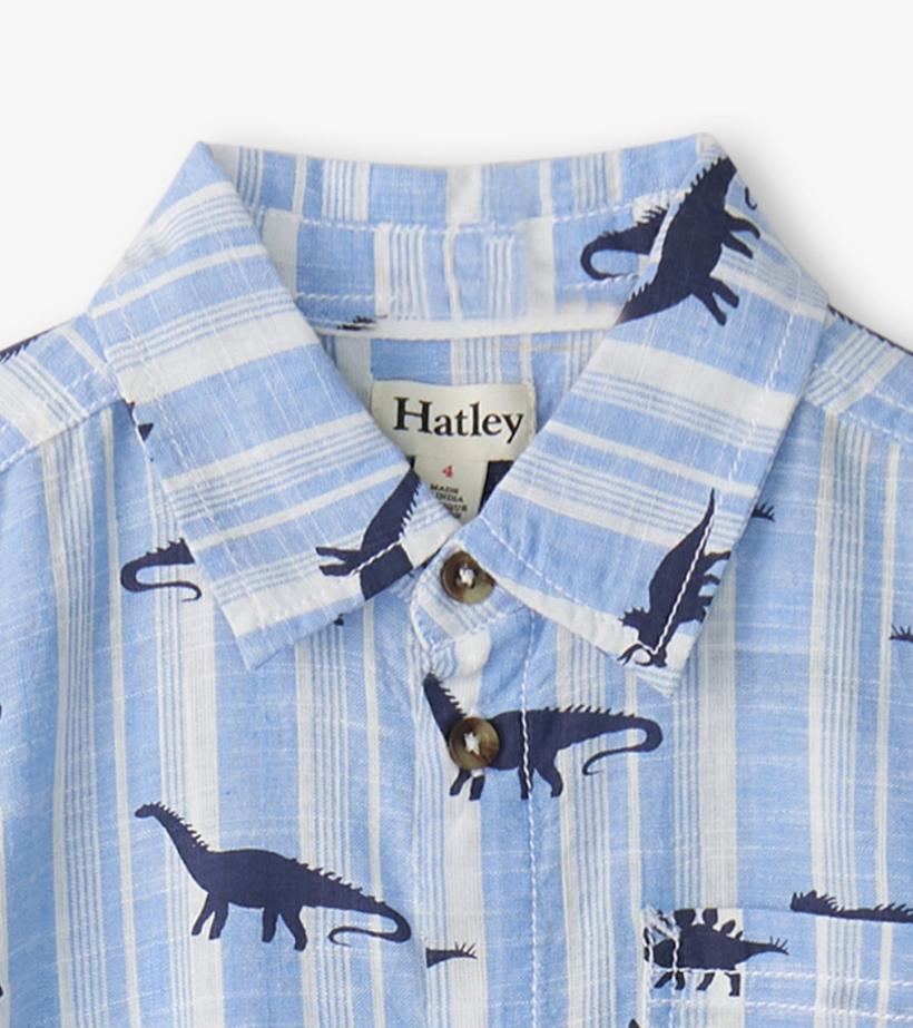 Boys Boys Dino Stripes Button Down Shirt | Hatley Tops