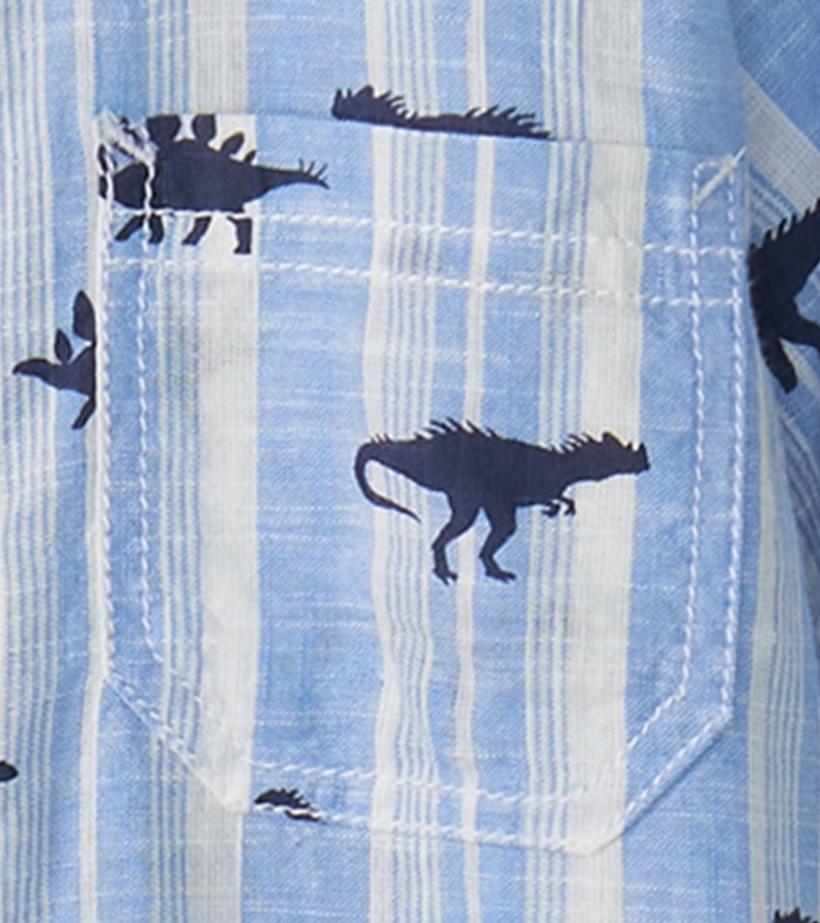 Boys Boys Dino Stripes Button Down Shirt | Hatley Tops
