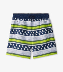 Boys Boys Fins And Stripes Swim Trunks | Hatley Swimwear