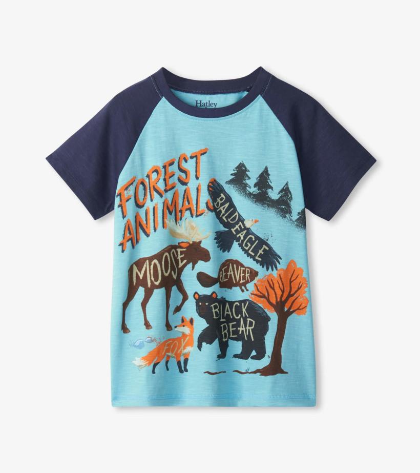 Boys Boys Forest Animals Raglan T-Shirt | Hatley Tops