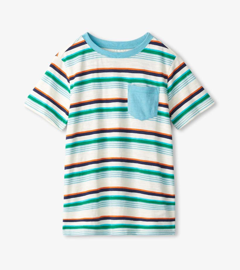 Boys Boys Hiking Stripes Pocket Tee | Hatley Tops