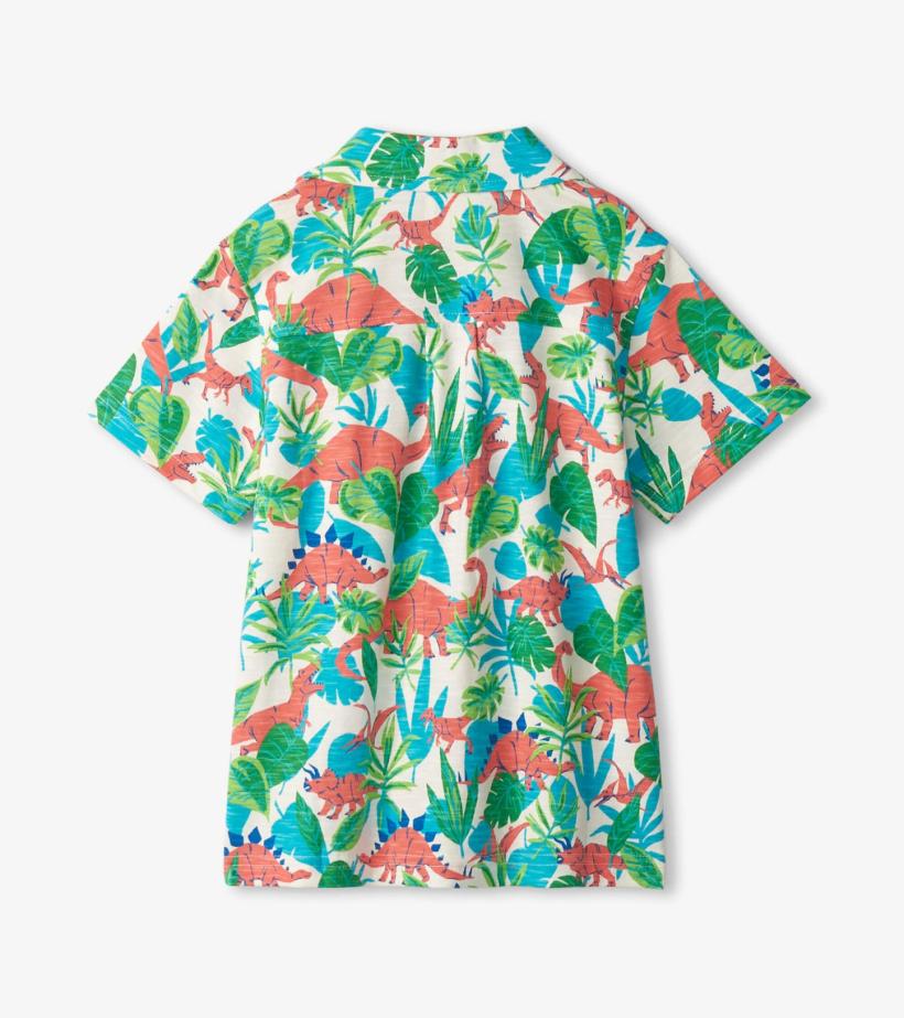 Boys Boys Jungle Dino Short Sleeve Jersey Button Down | Hatley Tops