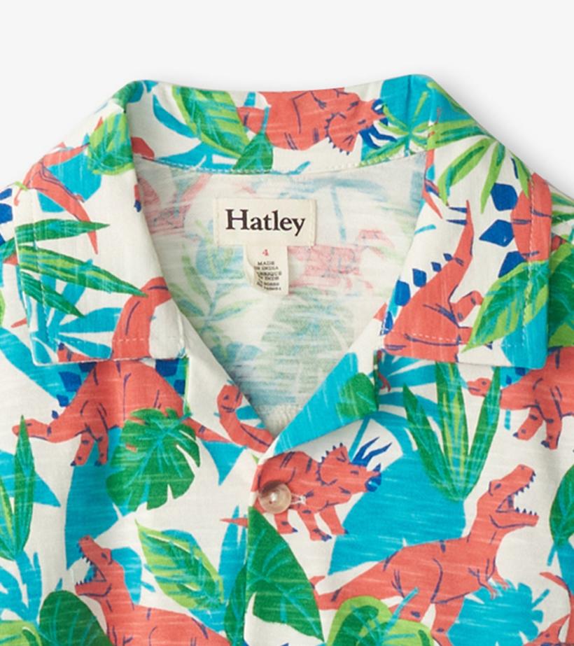 Boys Boys Jungle Dino Short Sleeve Jersey Button Down | Hatley Tops