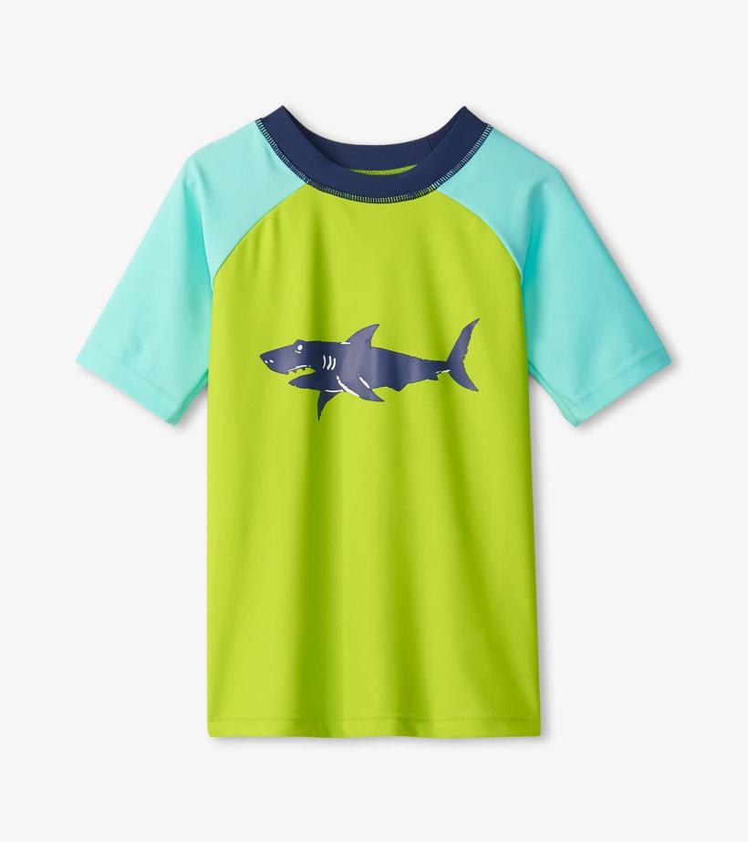 Boys Boys Lime Green Shark Short Sleeve Rashguard | Hatley Swimwear