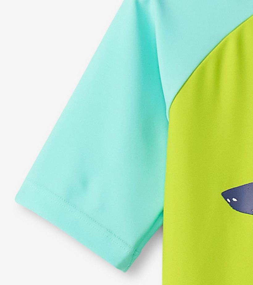 Boys Boys Lime Green Shark Short Sleeve Rashguard | Hatley Swimwear