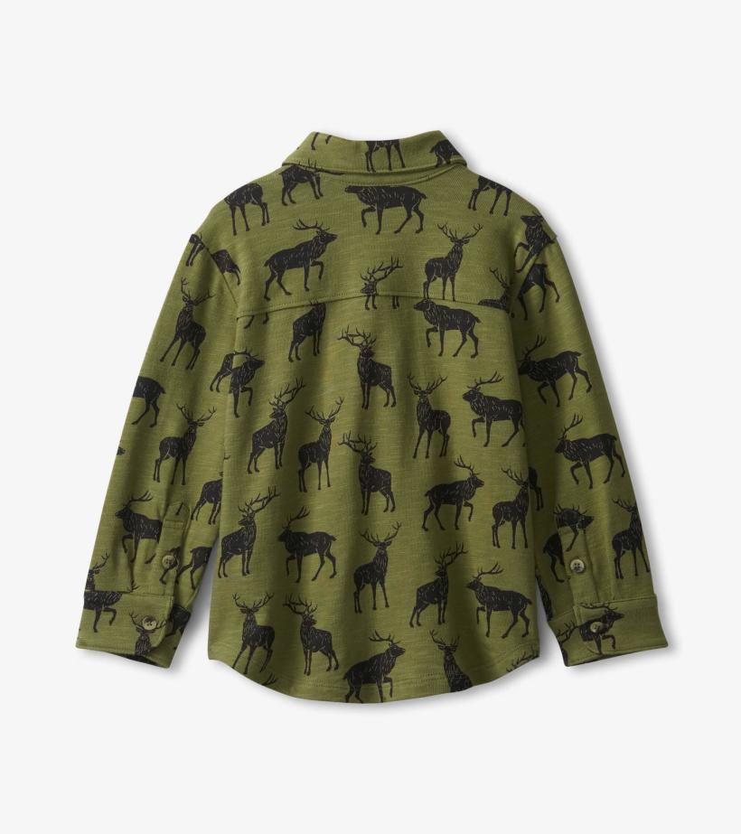 Boys Boys Magestic Elk Jersey Button Down Shirt | Hatley Tops