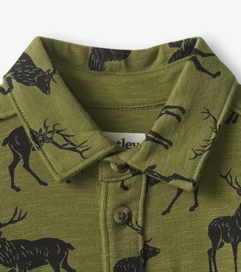 Boys Boys Magestic Elk Jersey Button Down Shirt | Hatley Tops