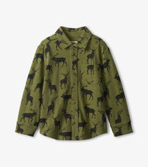 Boys Boys Magestic Elk Jersey Button Down Shirt | Hatley Tops