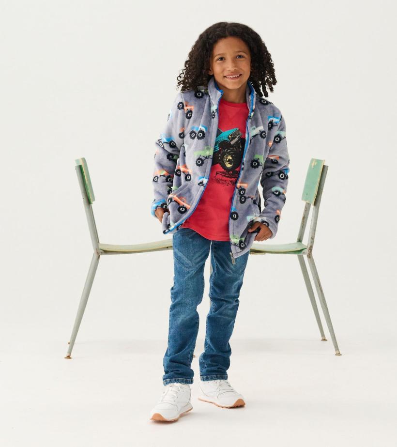 Boys Boys Monster Trucks Fuzzy Fleece Zip-Up Jacket | Hatley Sweaters