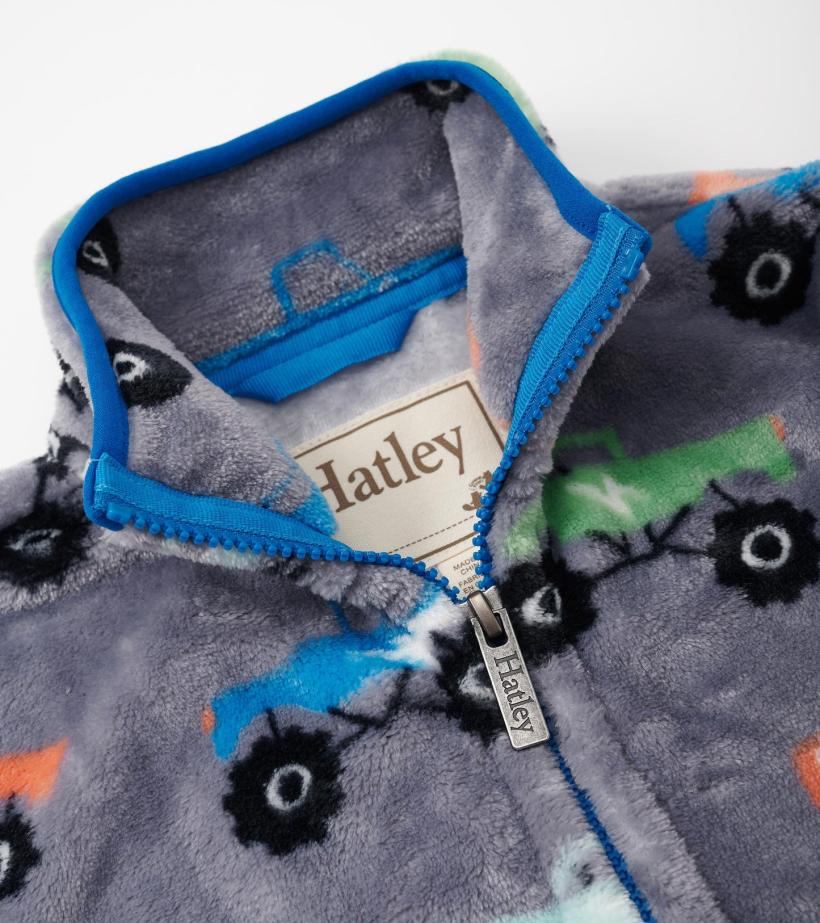 Boys Boys Monster Trucks Fuzzy Fleece Zip-Up Jacket | Hatley Sweaters