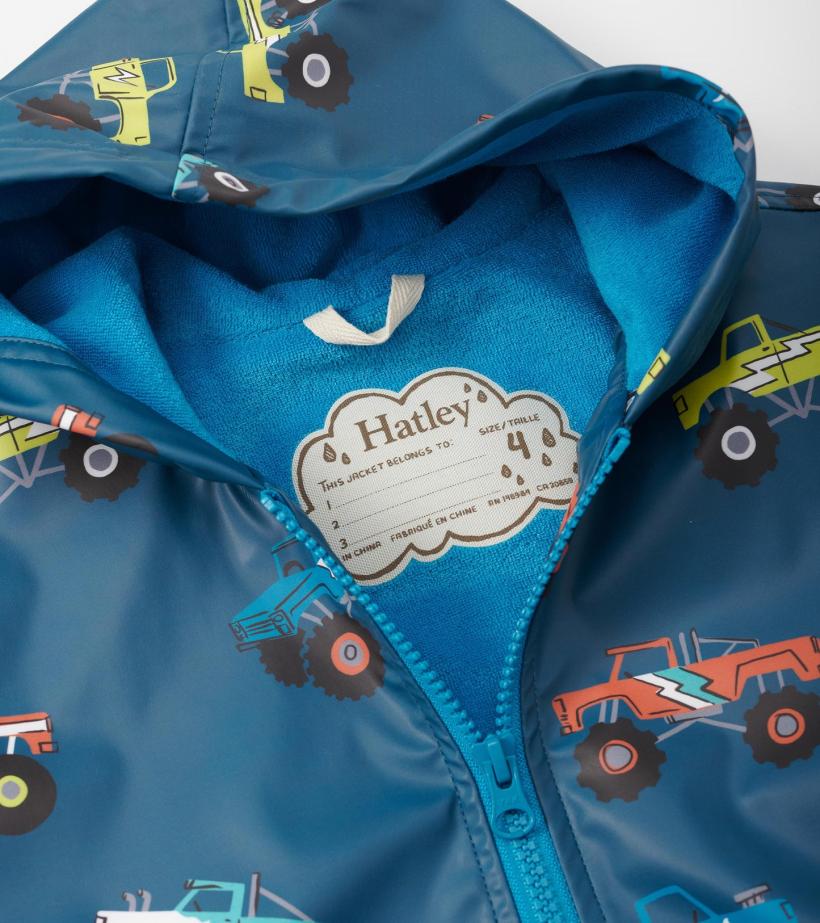 Boys Boys Monster Trucks Zip-Up Rain Jacket | Hatley Rainwear