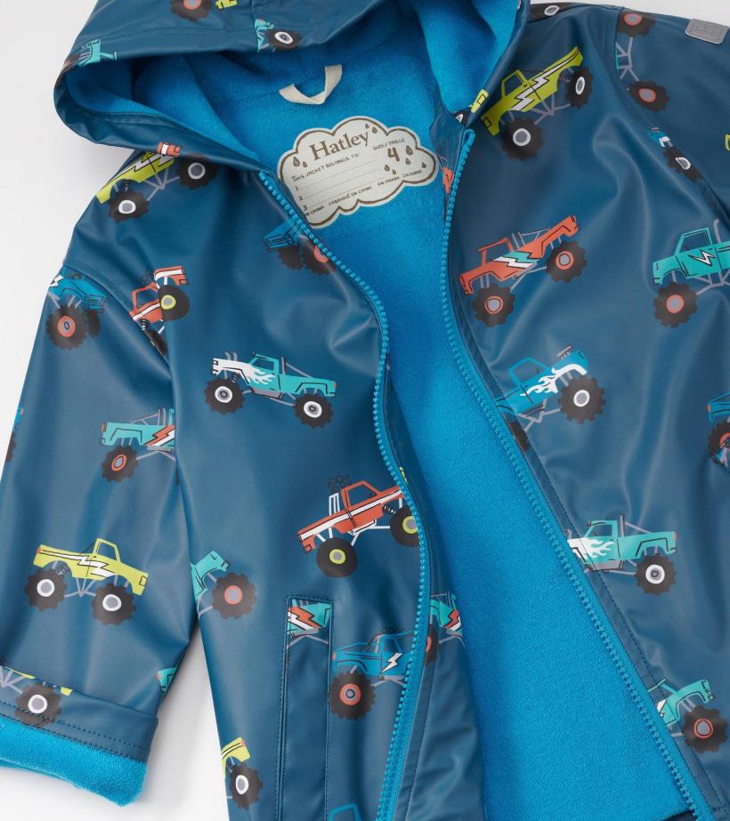 Boys Boys Monster Trucks Zip-Up Rain Jacket | Hatley Rainwear