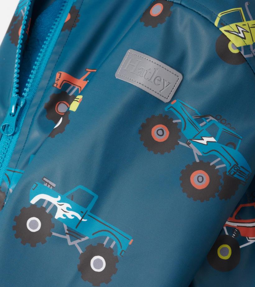 Boys Boys Monster Trucks Zip-Up Rain Jacket | Hatley Rainwear