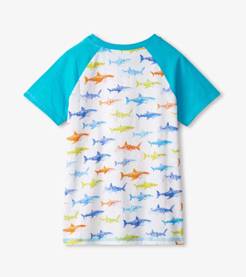 Boys Boys Painted Sharks Raglan T-Shirt | Hatley Tops