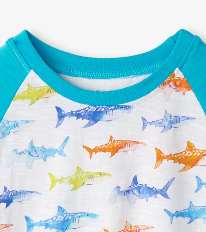 Boys Boys Painted Sharks Raglan T-Shirt | Hatley Tops