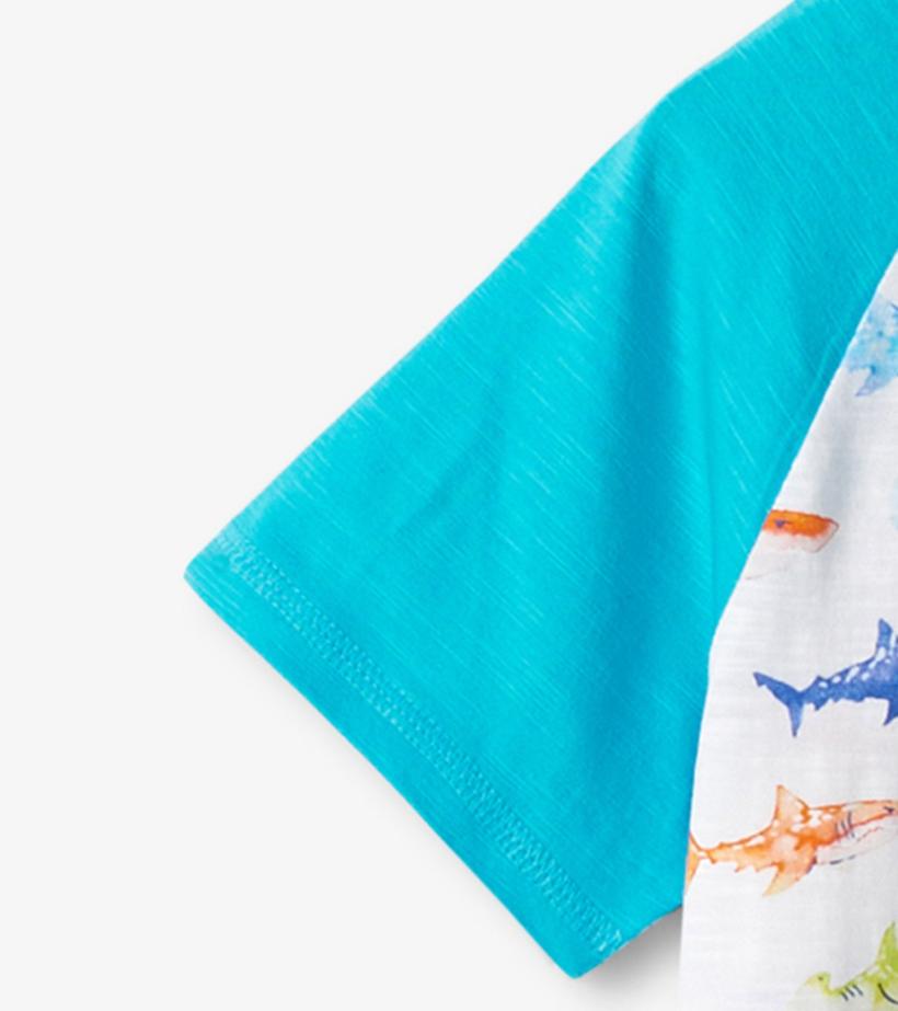 Boys Boys Painted Sharks Raglan T-Shirt | Hatley Tops