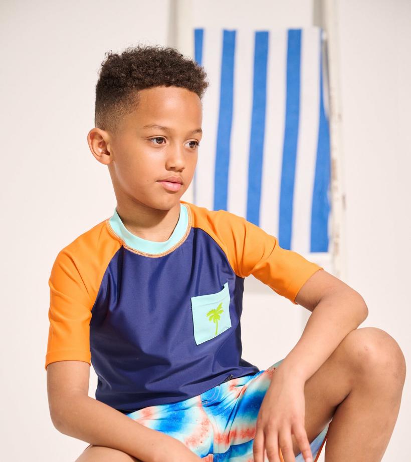 Boys Boys Palm Oranges Short Sleeve Rashguard | Hatley Swimwear
