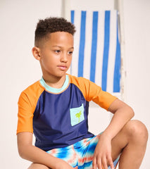 Boys Boys Palm Oranges Short Sleeve Rashguard | Hatley Swimwear